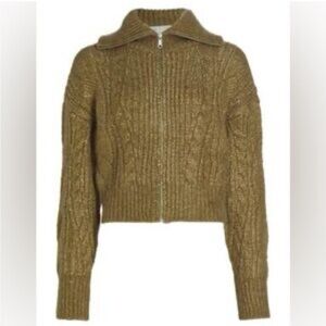dh NEW YORK Sutton Cable Zip Up Cardigan Cardigan Sweater Small moss